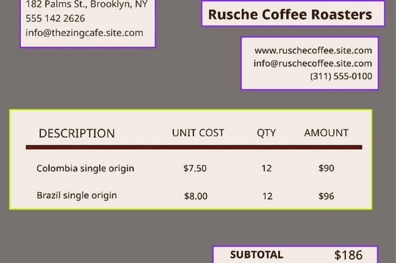 Invoice with labeled regions for structured extraction